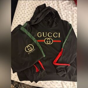 Gucci Black Tracksuit with Red and Green Stripes